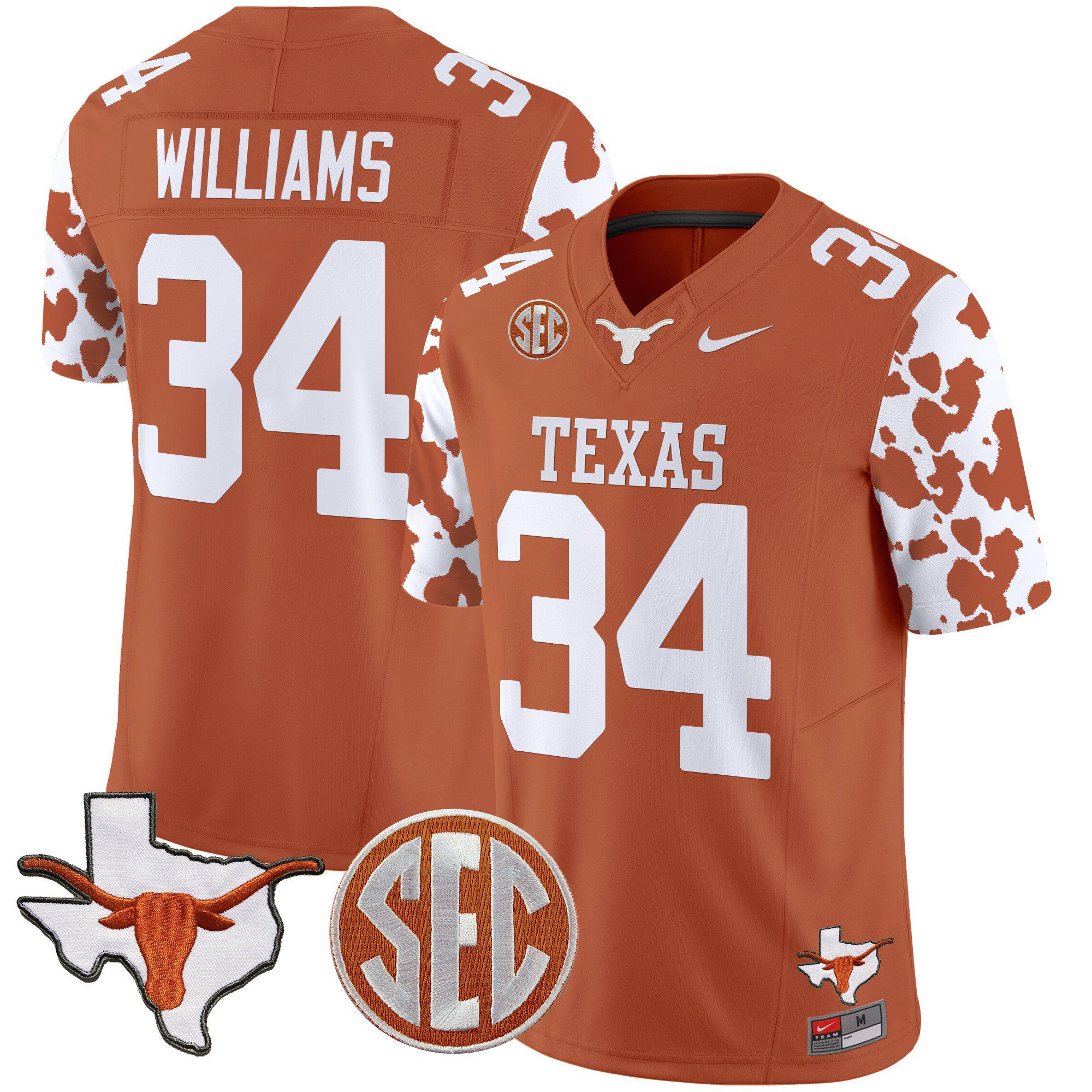 Men Texas Longhorns #34 Williams Orange 2024 Nike Cow Spots Vapor Limited NCAA Jersey->indianapolis colts->NFL Jersey